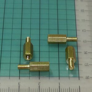 真鍮 六角スペーサー 10mm 4個セット オスメスM3ネジ6mm (ISOミリネジ プリント基板スタンドオフ PCケース マザーボード ピラー 脚)