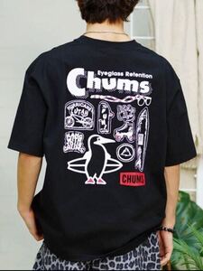 CHUMS チャムス メンズ 半袖 Tシャツ アーカイブ デザイン ヘビー コットン CH01-2413 ムラサキスポーツ限定　L黒