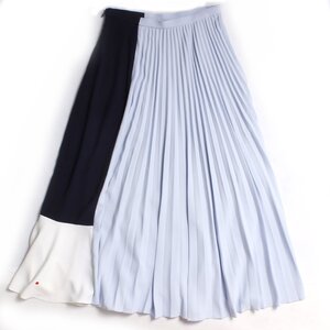 LE CIEL BLEU Blocking Pleated Skirt 定価24,200円 size34 Light Blue 22S67415 ルシェルブルー プリーツスカート