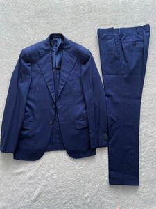 di Massimo Piombo size44 イタリア製ネイビーウールスーツ ストライプ 春夏 マッシモピオンボ メンズ (KI)