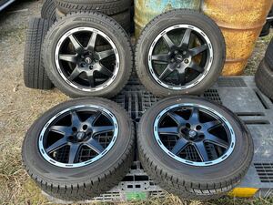 215/60R17 96Q ダンロップ WINTER MAXX SJ8 社外品ホイール 17インチ 17x7J +38 110/5H スタッドレス 中古4本 2018年製 バリ山