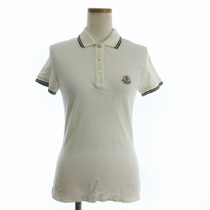 モンクレール MAGLIA POLO MANICA CORTA ポロシャツ カットソー 半袖 鹿の子 ワッペン ロゴ ワンポイント コットン 白 ホワイト S ☆AA★