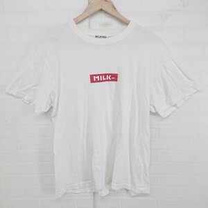 ◇ MILKFED. ボックスロゴ シンプル カジュアル 半袖 Tシャツ カットソー サイズL ホワイト レッド レディース P