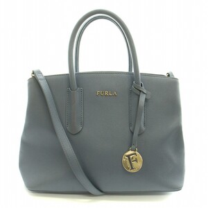 フルラ FURLA ハンドバッグ ショルダーバッグ 2WAY ロゴチャーム PVCレザー 鞄 水色 /DK ■GY17 ■OF レディース