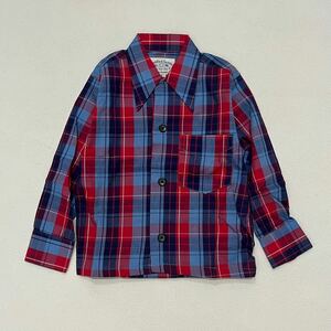 k389 デッドストック 50s ビンテージ paddle & saddle オープンカラー チェック ボックス シャツ キッズ 4 vintage shirt