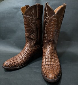 LUCCHESE クロコダイル 8.5EE　ルケーシークラッシックス　 ウエスタンブーツ　ワニ革 USA製（検索）トニーラマ　リオスオブメルセデス