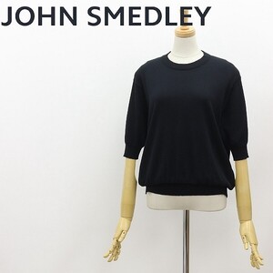 ◆JOHN SMEDLEY ジョンスメドレー 5分袖 ニット セーター トップス 黒 ブラック M