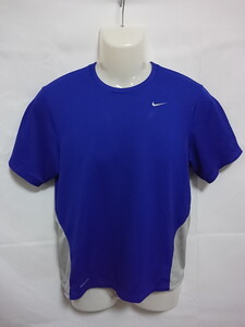 古着 メンズS NIKE/ナイキ ポリエステル Tシャツ 半袖 吸汗速乾 ジョギング ランニング サッカー フットサル ブルー 256914-400