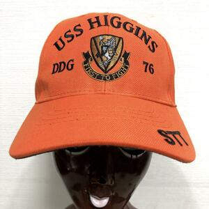 未使用 THE CORPS 米海軍 ミサイル駆逐艦 USS HIGGINS DDG76 ヒギンズ アメリカ オレンジ 帽子 キャップ USA 識別帽 USN NAVY ミリタリー