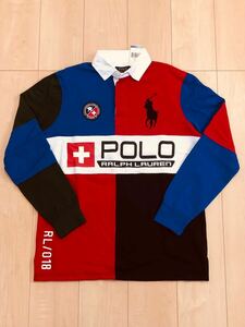 POLO RALPH LAUREN DOWNHILL RACING SERIES SUISSE ラガーシャツ #18 S(大きめ) 未使用送料込！92 93 pwing bear sport snowbeach cookie