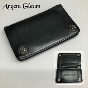 H■ Argent Gleam アージェントグリーム メンズ 二つ折り 財布 ウォレット 小銭入れ コインケース ブラック 黒 レザー 革 廃盤 ビンテージ