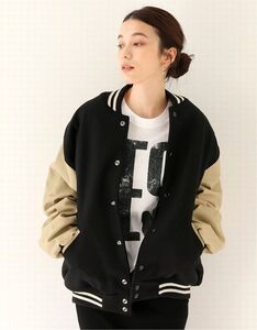 定価63,800円 美品 SETTLEMIERS セトルマイアーズ VARSITY JACKET レザースリーブ バーシティジャケット スタジャン BLACK 44