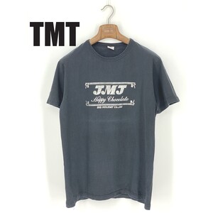 B0091/ビンテージ 初期タグ TMT ティーエムティー コットン デカロゴプリント 丸首 クルーネック 半袖 Tシャツ カットソー L 黒 メンズ