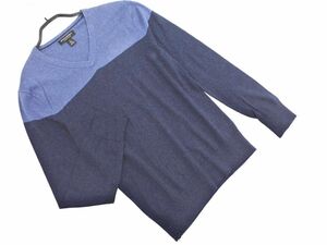 ネコポスOK BANANA REPUBLIC バナナリパブリック シルク混 Vネック ニット セーター sizeS/紺 ◇■ ☆ eja1 メンズ