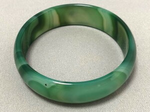 C）緑系瑪瑙（メノウ）バングル 56mm パワーストーンブレスレット