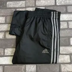 OLD adidas トラックパンツ 裾ドローコード ブラック グレー O