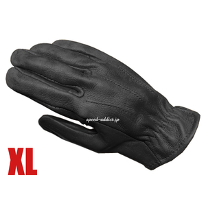 SULLIVAN GLOVE SHORTY VINTAGE BLACK XL/サリバングローブ黒ブラック裏地なし鹿革ディアスキン本革メンズアメリカ製usa製定番バイク用手袋