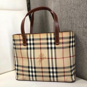 【1円売切】BURBERRY バーバリー ロンドン ノバチェック ハンドバッグ トートバッグ ヴィンテージ ベージュ ブラウン 美品 ☆