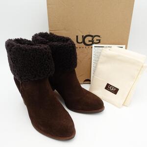 23.5cm UGG アグ ムートン ブーツ チャーリー ヒール ショート 厚底 ブーティ ジップ