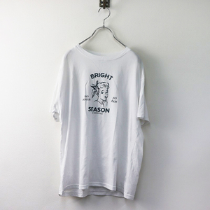 美品 シップス SHIPS オーガニックコットンレトロプリントTEE ONR SIZE/ホワイト【2400030068458】