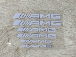 メルセデスベンツAMG ボディホイールブレーキキャリパー等耐熱 デカール ステッカー 　白ストレートタイプ