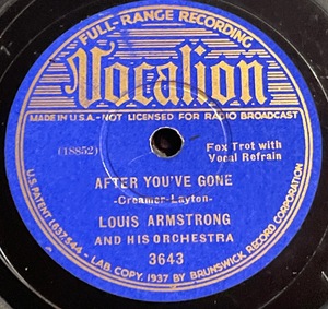 Vocalion Records LOUIS ARMSTRONG AND HIS ORCHESTRA・ AFTER YOU