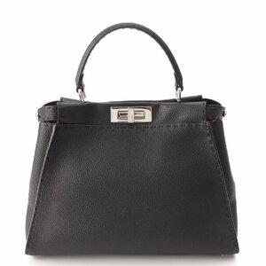 【フェンディ】Fendi　ピーカブー セレリア レギュラー レザー 2way ハンドバッグ 8BN290 ブラック 【中古】【正規品保証】195311