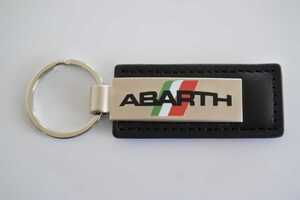 アバルトロゴ レザーキーホルダー ブラック イタリア国旗 abarth　FIAT