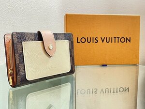 ★超綺麗！【Louis Vuitton ルイヴィトン ポルトフォイユ・ジュリエット N60380 ダミエ クレーム ピンク コンパクトウォレット】NA00432