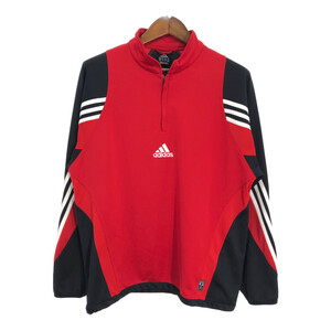 adidas アディダス ハーフジップ プルオーバー ジャケット スポーツ レッド (メンズ M) 中古 古着 R1788