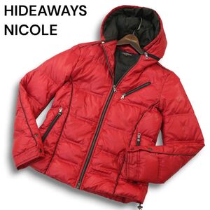 HIDEAWAYS NICOLE ハイダウェイ ニコル 秋冬★ ダウンジャケット ドット柄 フード付き Sz.50 メンズ　A4T11868_B#N