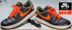 【美品・USED/本革天然皮革/替紐付き/正規店購入】NIKE　AIR　FORCE　Ⅰ　07　LV8　 サイズ＝27.5cm　 カラー＝ブラック×トータルオレンジ