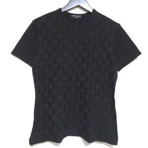 美品 COMME des GARCONS HOMME コムデギャルソンオム ドット柄 ダブルフェイス クルーネック 半袖 Tシャツ カットソー AD2015 S ブラック