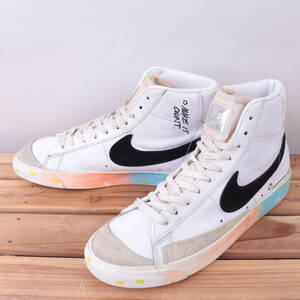 z6015 ナイキ ブレーザー ミッド 77 US9.5 27.5cm/白 ホワイト 黒 グレー オレンジ NIKE BLAZER MID 77 ブレザー メンズ スニーカー 中古