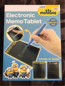 新品未使用 ミニオンズ electronic MEMO tablet エレクトロニック メモタブレット 帳 ボタンを押すと書いた物が何度でも消える 不思議な物