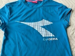 着用少★ディアドラ★半袖シャツ★M★レディース★きれいブルー★重ね着風★DIADORA