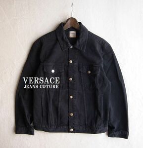 ●VERSACE JEANS COTURE ヴェルサーチ ジーンズ クチュール メデューサボタン トラッカージャケット L ブラック デニム ヴェルモーダ