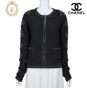 【返品可】CHANEL シャネル ココチャーム ジップ カーディガン 42 ブラック ニット 長袖 トップス ブランド アパレル