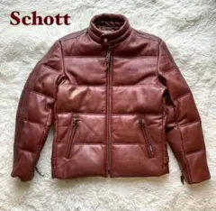 未使用級✨ schott レザーダウンジャケット　モーターサイクル　ブラウン　L