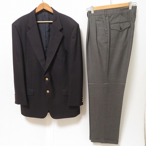 #axc アクアスキュータム Aquascutum シングルスーツ 濃紺 グレー S2B サイドベンツ 金ボタン メンズ [910013]