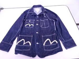 美品 EVISU エヴィス LOT.1119 インディゴデニム カバーオール 42 ハンティングジャケット Gジャン メンズ