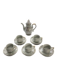 Noritake◆パールチャイナ5客/ティーポット/カップ&ソーサー/6点セット/WHT