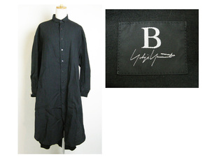 ■ビーヨウジヤマモト【B Yohji Yamamoto】麻 ロングシャツ シャツワンピース 黒 1■