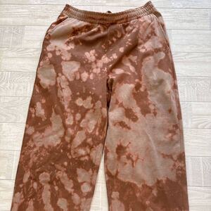 ★ オリジナル 加工 ★ 未着用 Lサイズ カットソー バギーパンツ BROWN GU★ ブリーチ マーブル タイダイ one wash ★ 全国一律送料 ★