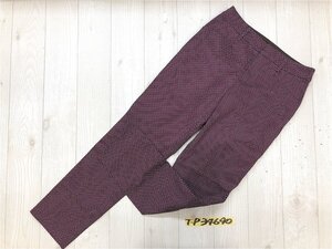 TALBOTS タルボット レディース ドット 水玉 ストレッチ テーパードパンツ 0 エンジ