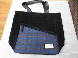 MONSIEUR NICOLE ムッシュニコル ニコル Harris Tweed ハリスツイード トートバッグ バック ブルーチェック 送料920円