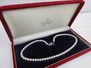 MIKIMOTO　ミキモト　パールネックレス　真珠　シルバー刻印　箱付　約40cm　約16.1g　約5.0-5.5mm