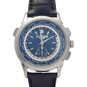 パテック・フィリップ PATEK PHILIPPE コンプリケーション ワールドタイム クロノグラフ 5930G-001 ブルー文字盤 中古 腕時計 メンズ