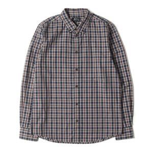 A.P.C. アーペーセー シャツ サイズ:M ハウスチェック ボタンダウン ドレスシャツ ネイビー レッド ホワイト ブラック トップス