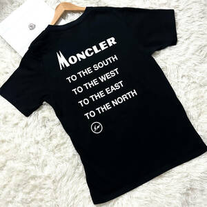 極美品至高コラボMONCLER×FRAGMENT HIROSHI FUJIWARA半袖TシャツXL.LL～L国内正規品黒ブラック爽快コットン綿地モンクレールフラグメント